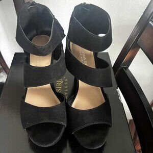 Christian Siriano for Payless Black Faux Suede Wedges. Size 8.